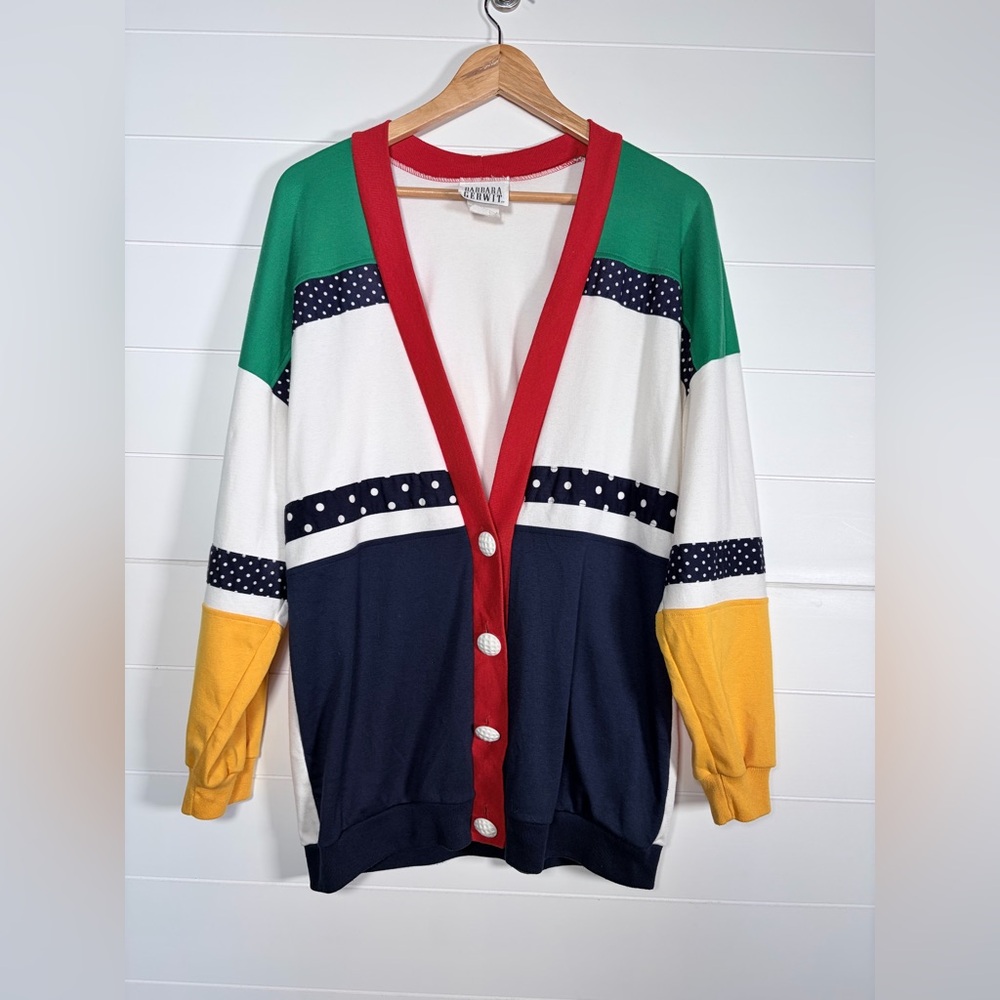 Barbara Gerwit Vintage Colorful Cardigan Guesstimate Size XL